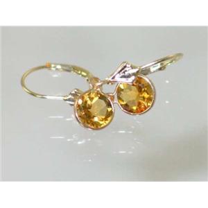 14k Gold Leverback Earrings, Citrine, E011