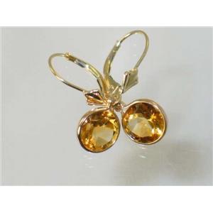 14k Gold Leverback Earrings, Citrine, E111