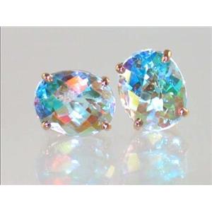 14k Gold Post Earrings, Mercury Mist Topaz, E102