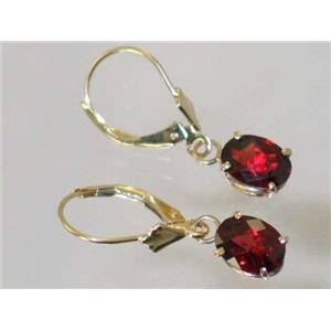 14k Gold Leverback Earrings, Mozambique Garnet, E007