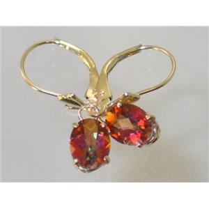 14k Gold Leverback Earrings, Twilight Fire Topaz, E007