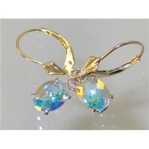 14k Gold Leverback Earrings, Mercury Mist Topaz, E007
