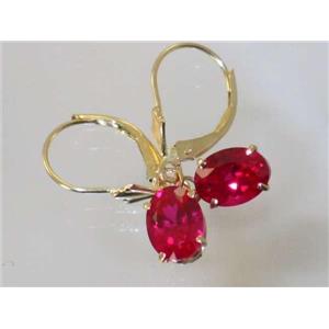 14k Gold Leverback Earrings, Created Ruby, E007
