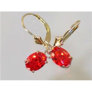 14k Gold Leverback Earrings, Created Padparadscha Sapphire, E007