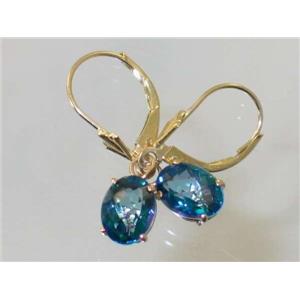 14k Gold Leverback Earrings, Neptune Garden Topaz, E007