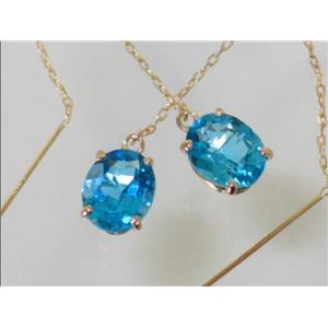 14k Gold Threader Earrings, Swiss Blue Topaz, E103
