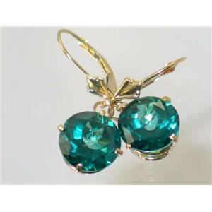 14k Gold Leverback Earrings, Paraiba Topaz, E217