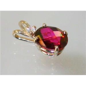 P021, Crimson Topaz 14k Gold Pendants