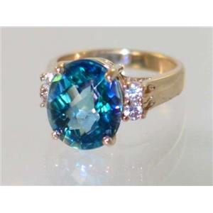 10K, 14K or 18K Gold Ladies Ring, Neptune Garden Topaz, R244