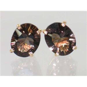 14k Gold Post Earrings, Smoky Quartz, E102
