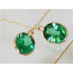 14k Gold Threader Earrings, Russian Nanocrystal Emerald, E105