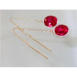 14k Gold Threader Earrings, Created Ruby, E105