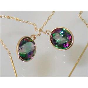 14k Gold Threader Earrings, Mystic Fire Topaz, E105