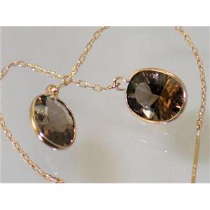 14k Gold Threader Earrings, Smoky Topaz, E105