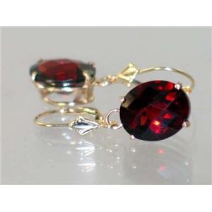 14k Gold Leverback Earrings, Mozambique Garnet, E207