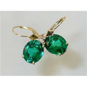 14k Gold Leverback Earrings, Russian Nanocrystal Emerald, E207