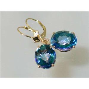 14k Gold Leverback Earrings, Neptunes Garden Topaz, E207