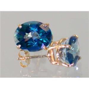 14k Gold Post Earrings, Neptunes Garden Topaz, E102