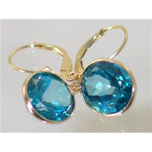 14k Gold Leverback Earrings, Paraiba Topaz, E201