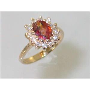 10K, 14K or 18K Gold Ladies Ring, Twilight Fire Topaz, R235