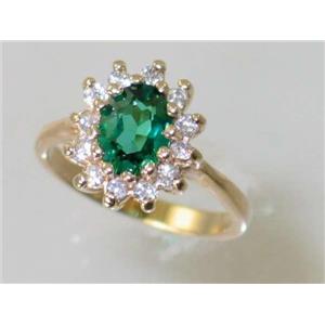 10K, 14K or 18K Gold Ladies Ring, Russian Nanocrystal Emerald, R235