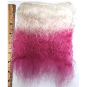 mohair weft long platinum white and pink tips  6-8" 1 yd  26876