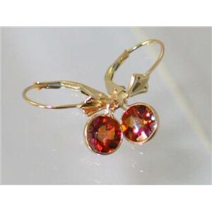14k Gold Leverback Earrings, Twilight Fire Topaz, E011