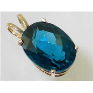 P080, London Blue Topaz 14k Gold Pendant