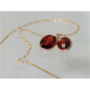 14k Gold Threader Earrings, Mozambique Garnet, E005