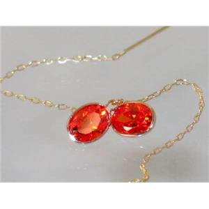 14k Gold Threader Earrings, Created Padparadscha Sapphire, E005