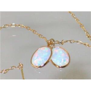 14k Gold Threader Earrings, Created White Opal, E005