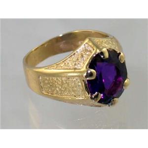 10K, 14K or 18K Men's Gold Ring, Amethyst, R234