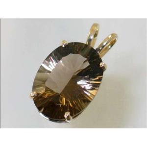 P080, Smoky Quartz 14k Gold Pendant
