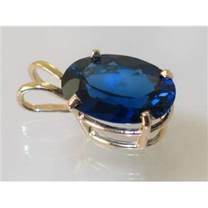 P084, Lab Sapphire 14k Gold Pendant