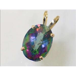 P084, Mystic Fire Topaz 14k Gold Pendant