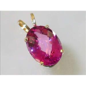 P084, Pure Pink Topaz 14k Gold Pendant