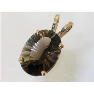 P084, Smoky Quartz 14k Gold Pendant