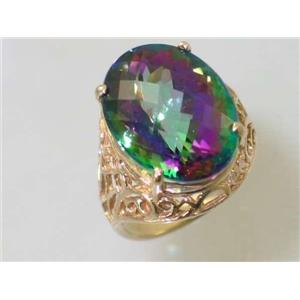 10K, 14K or 18K Gold Ladies Ring, Mystic Fire Topaz, R291