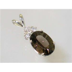 925 Sterling Silver Pendant, Smoky Quartz, SP043
