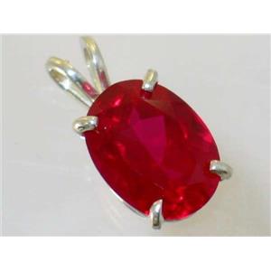 925 Sterling Silver Pendant, Created Ruby, SP004
