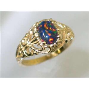 10K, 14K or 18K Gold Ladies Ring, Black Lab Opal, R113