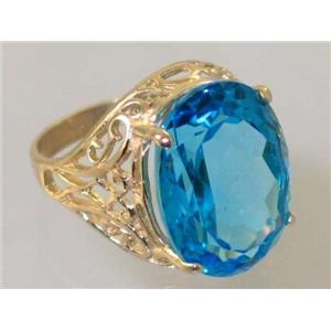 10K, 14K or 18K Gold Ladies Ring, Swiss Blue Topaz, R291