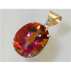 P082, Twilight Fire Topaz 14k Gold Pendant