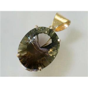 P082, Smoky Quartz 14K Gold Pendant