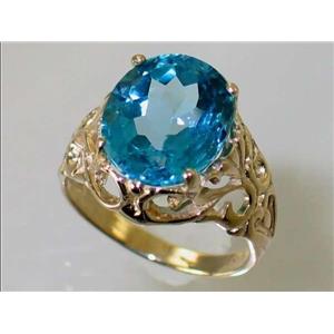 10K, 14K or 18K Gold Ladies Ring, Swiss Blue Topaz, R114