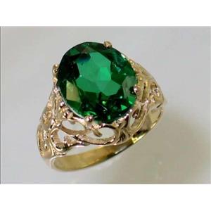 10K, 14K or 18K Gold Ladies Ring, Russian Nanocrystal Emerald, R114