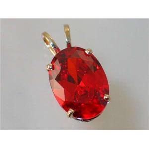 P084, Padparadsha CZ 14k Gold Pendant