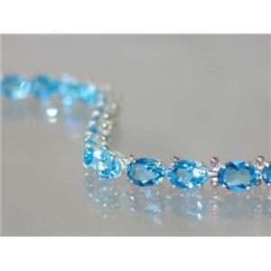 SB002, Swiss Blue Topaz, 925 Sterling Silver Bracelet