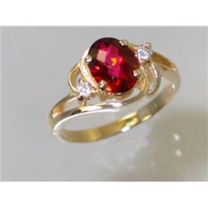 10K, 14K or 18K Gold Ladies Ring, Crimson Fire Topaz, R176