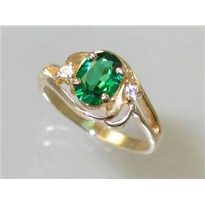10K, 14K or 18K Gold Ladies Ring, Russian Nanocrystal Emerald, R176